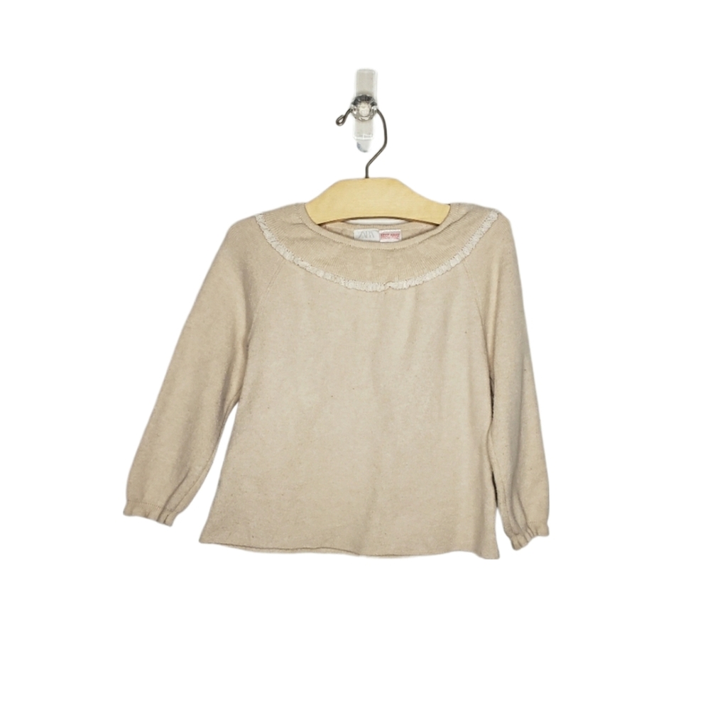 Zara 3-4 Y Toddler Girl Ruffle Collar Layering Sweater Top